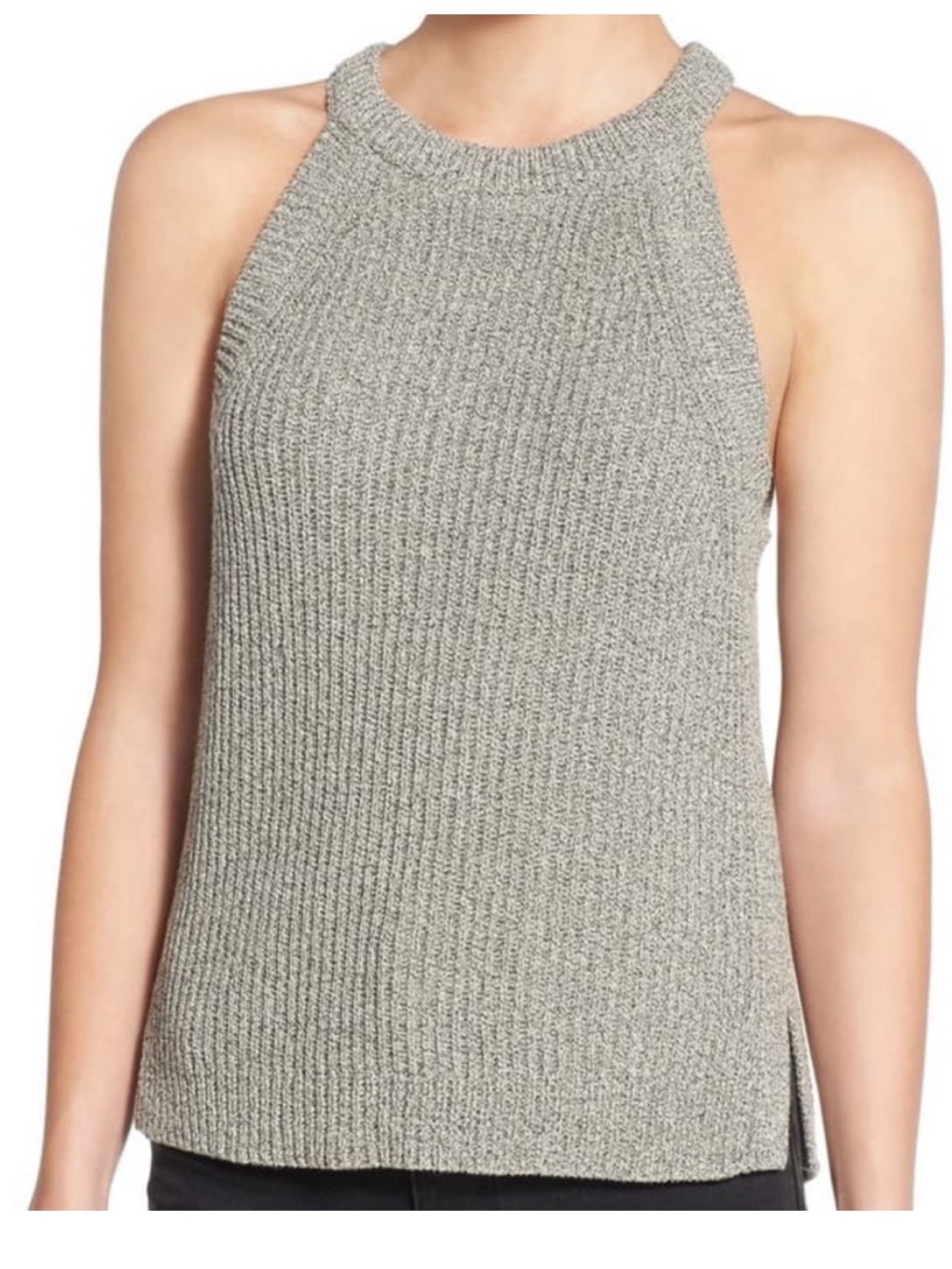 Madewell Grey Marled Ribbed High-Neck Sweater Tank Size Small